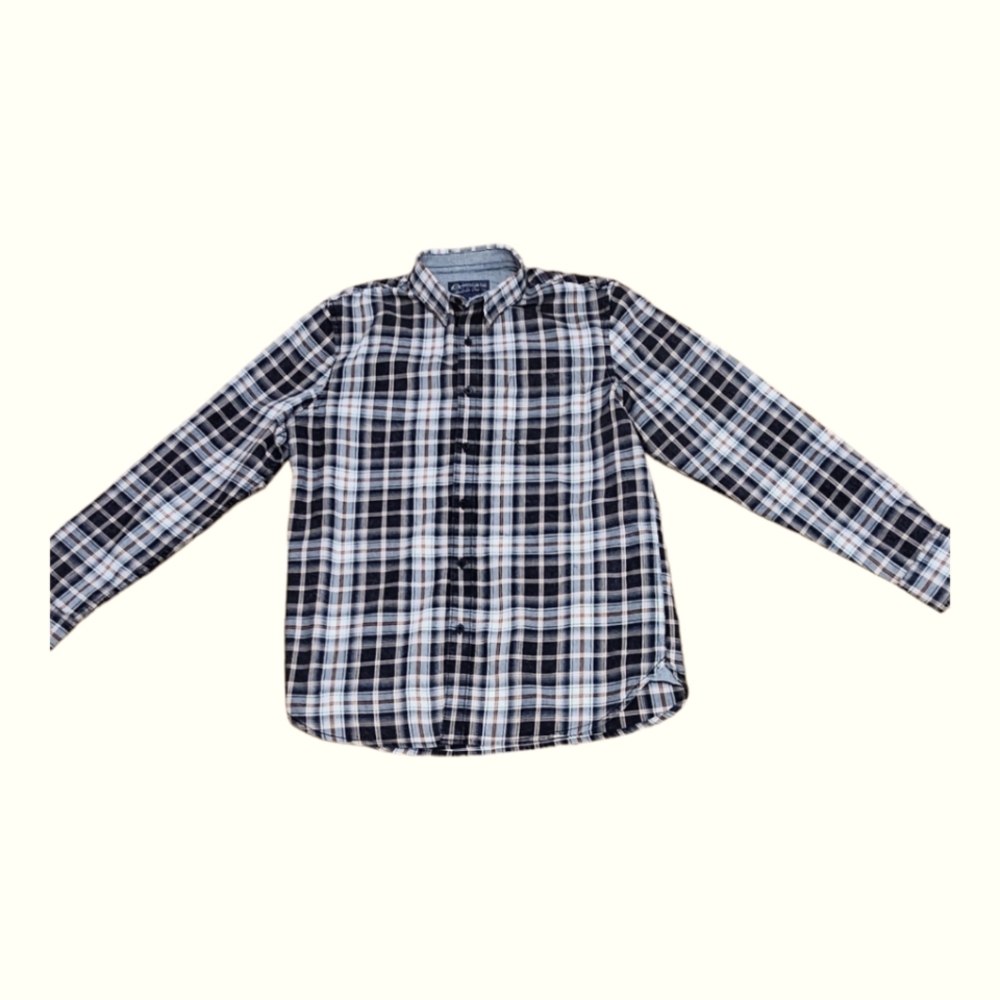 AMERICAN RAG Men's Long Sleeve Distressed Plaid Shirt M - Picture 7 of 9